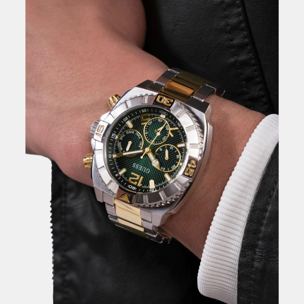 Sport Men Quartz Green Dial Multi-Function Stainless Steel Watch GW0800G1