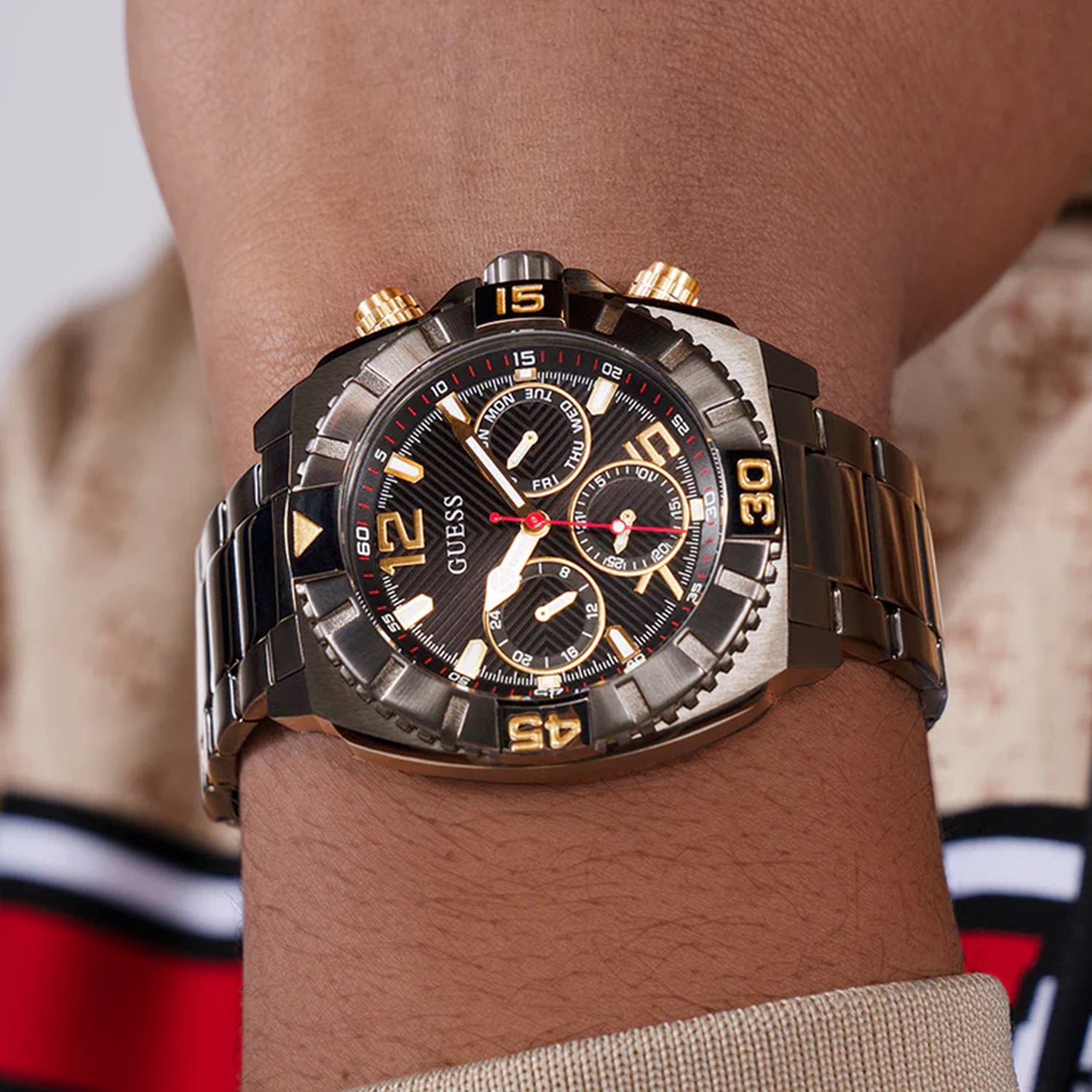 Gs Traction Men Quartz Black Dial Analog Stainless Steel GW0800G2