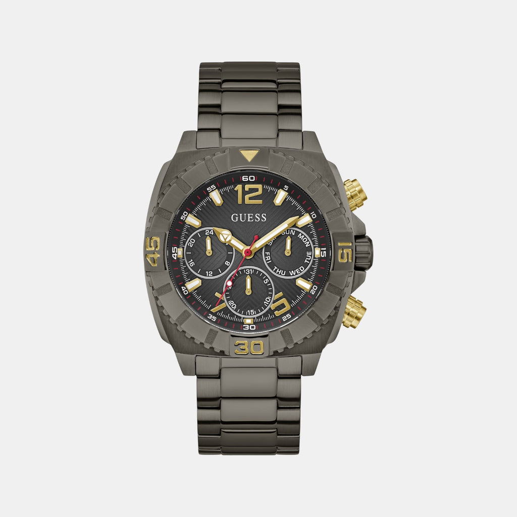 Sport Men Quartz Black Dial Multi-Function Stainless Steel Watch GW0800G2