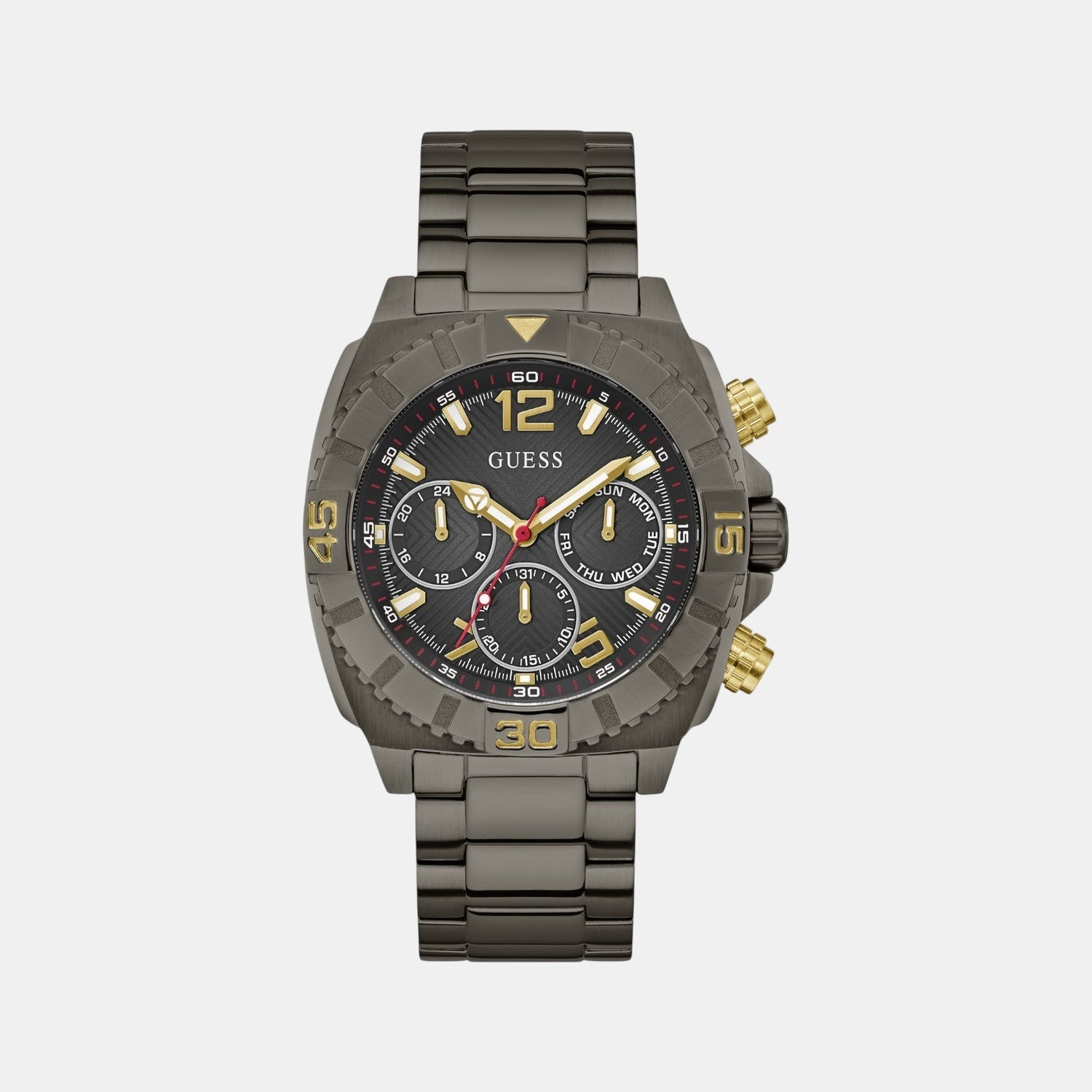 Sport Men Quartz Black Dial Multi-Function Stainless Steel Watch GW0800G2