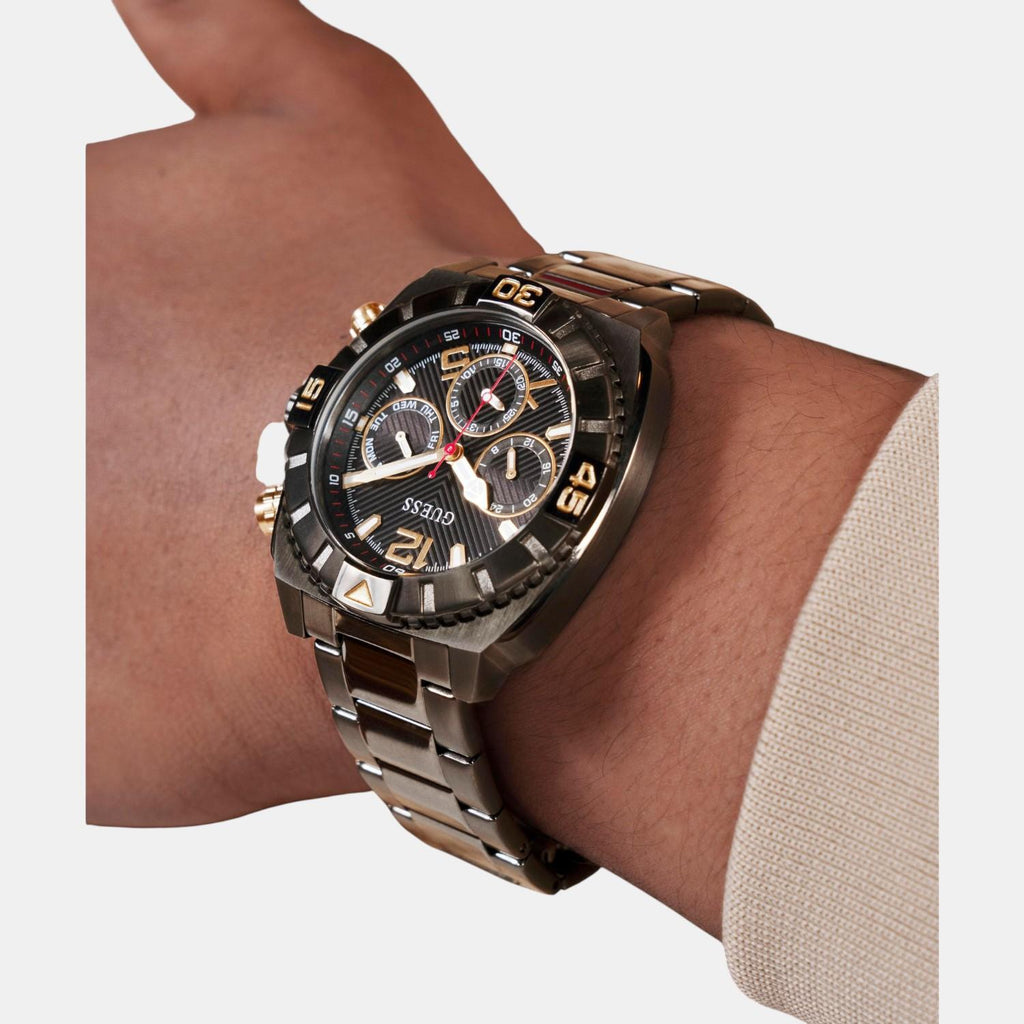 Sport Men Quartz Black Dial Multi-Function Stainless Steel Watch GW0800G2