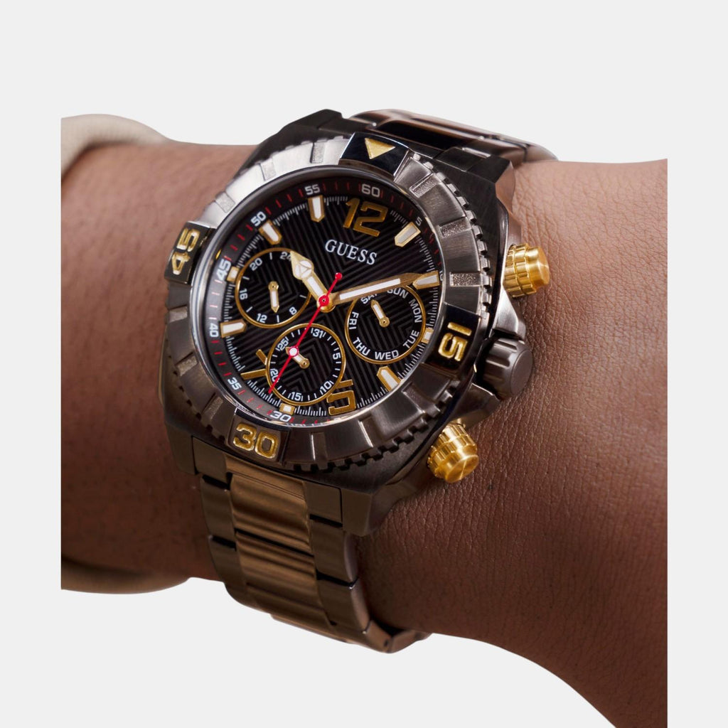 Sport Men Quartz Black Dial Multi-Function Stainless Steel Watch GW0800G2