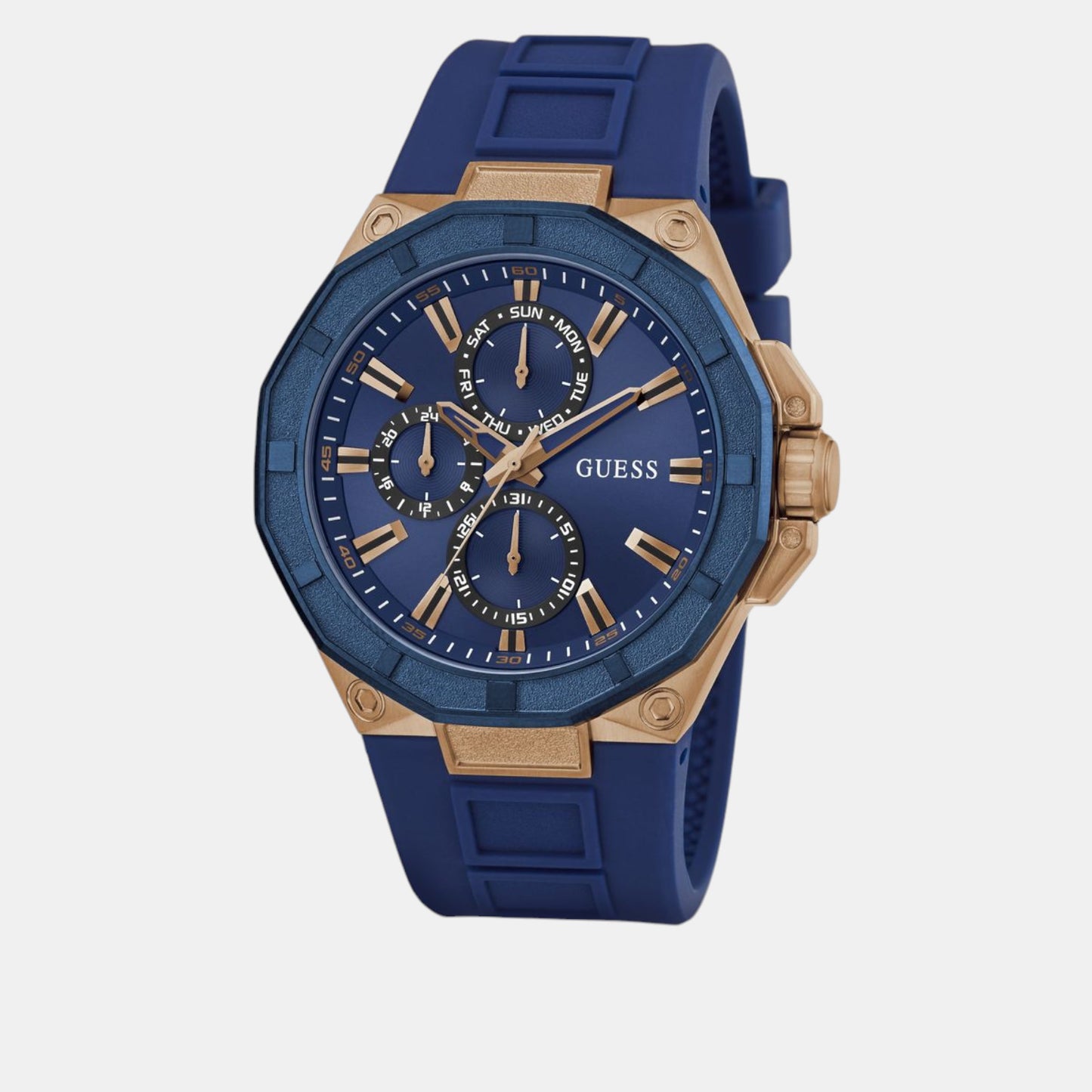 Sport Men Quartz Blue Dial Multi-Function Silicone Watch GW0803G2