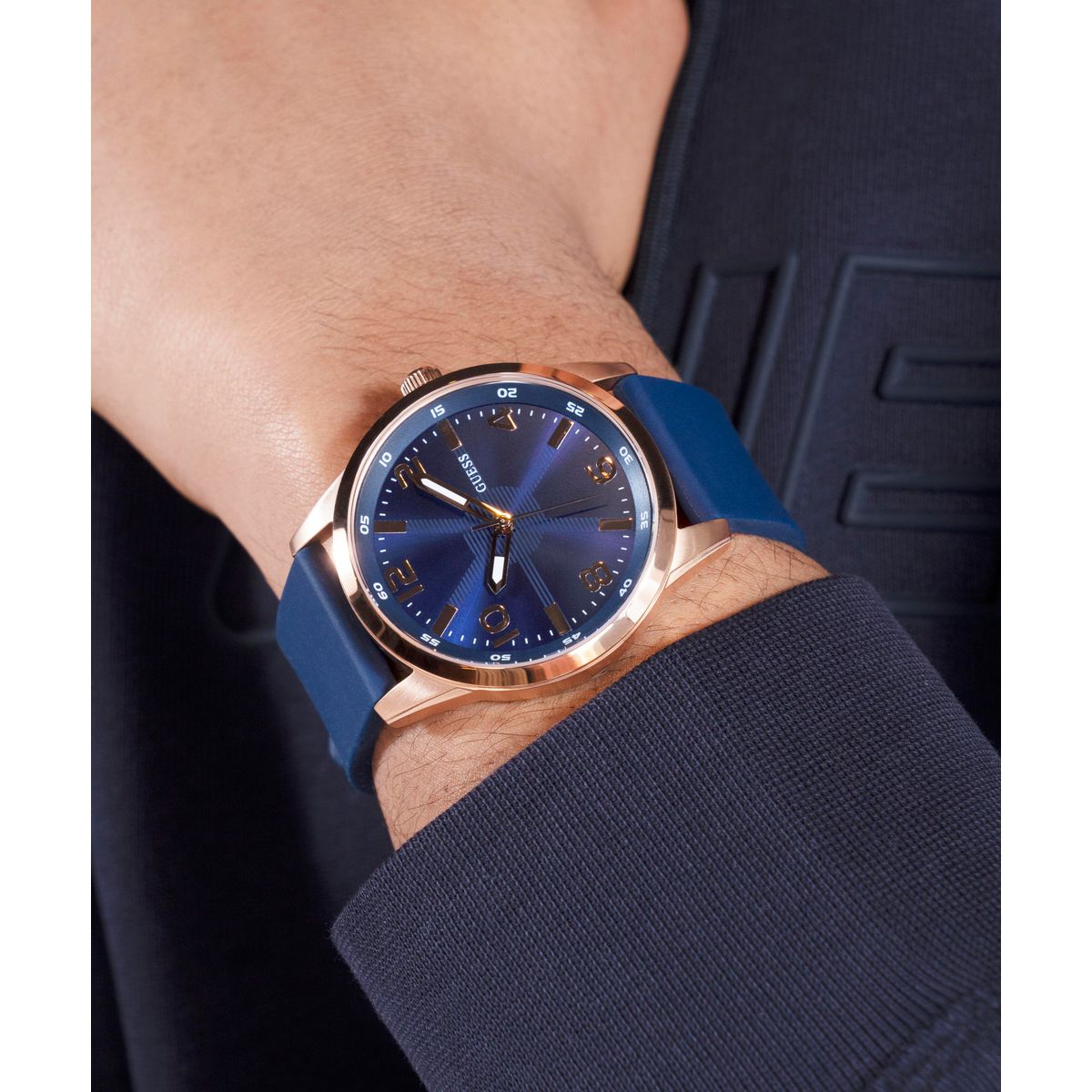 Monte Men Quartz Blue Dial Analog Silicone Watch GW0805G3