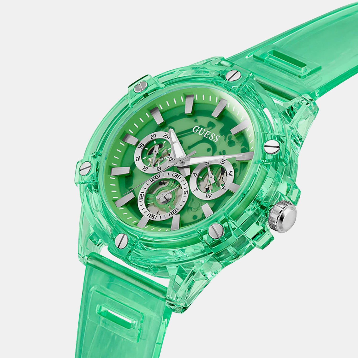 Men Quartz Green Dial Multi-Function Silicone Watch GW0806G6