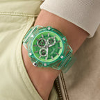 Men Quartz Green Dial Multi-Function Silicone Watch GW0806G6
