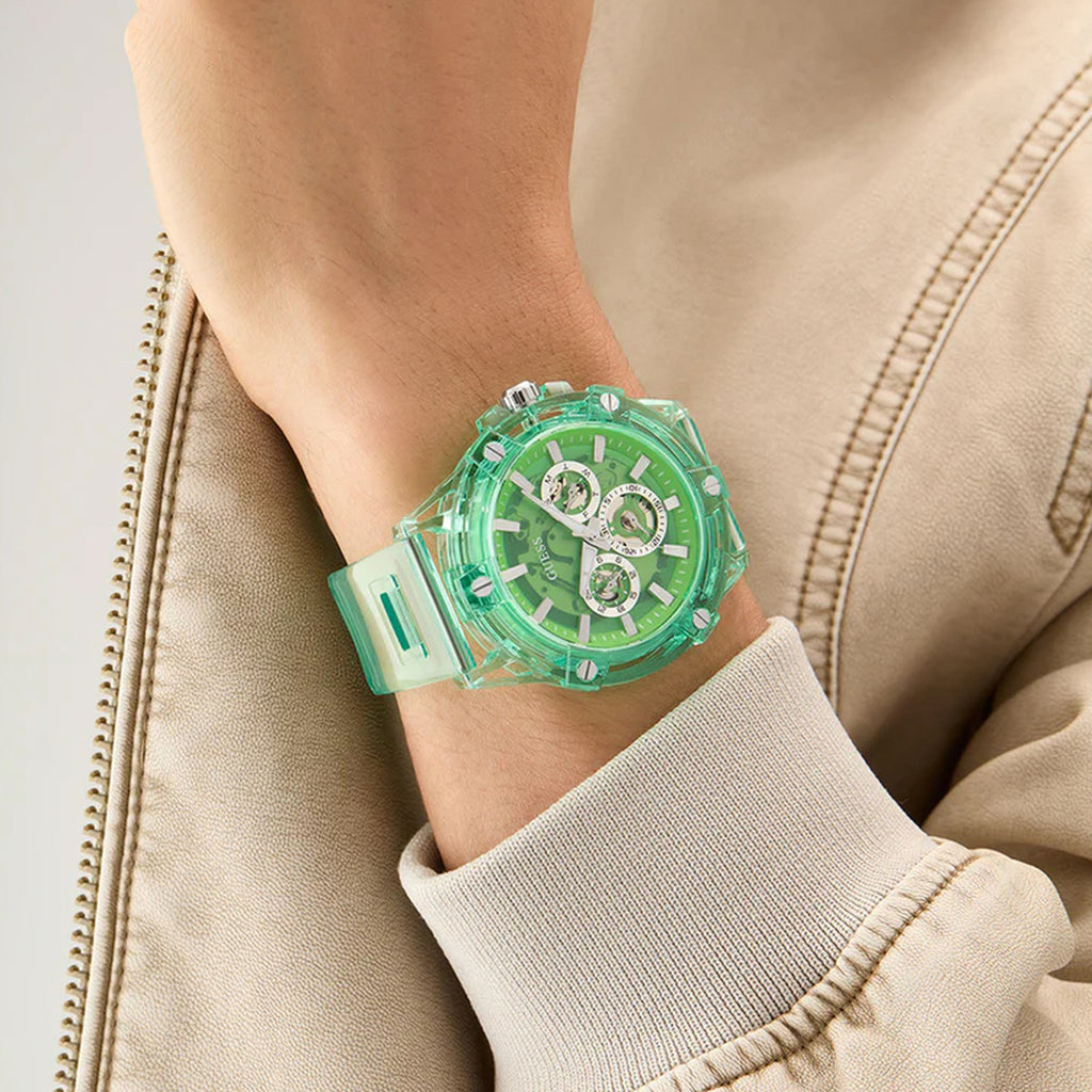 Men Quartz Green Dial Multi-Function Silicone Watch GW0806G6