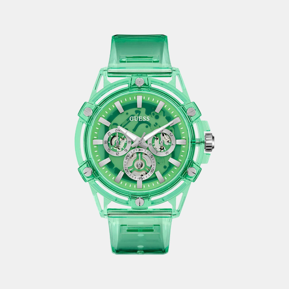 Gt King Men Quartz Green Dial Multi-Function Pu Watch Gw0806G6