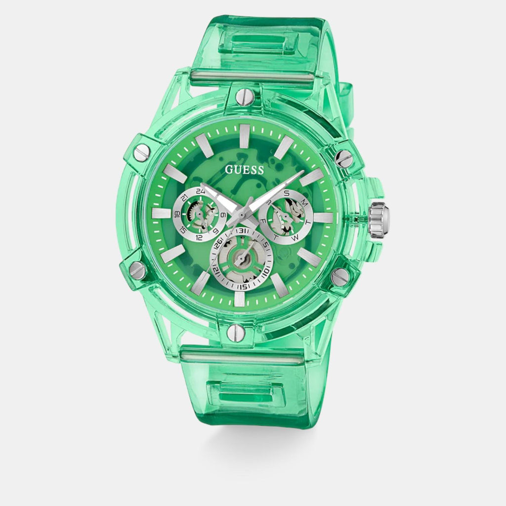 Men Quartz Green Dial Multi-Function Silicone Watch GW0806G6
