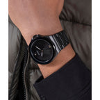 Vinyl Men Quartz Black Dial Analog Stainless Steel Watch GW0833G2