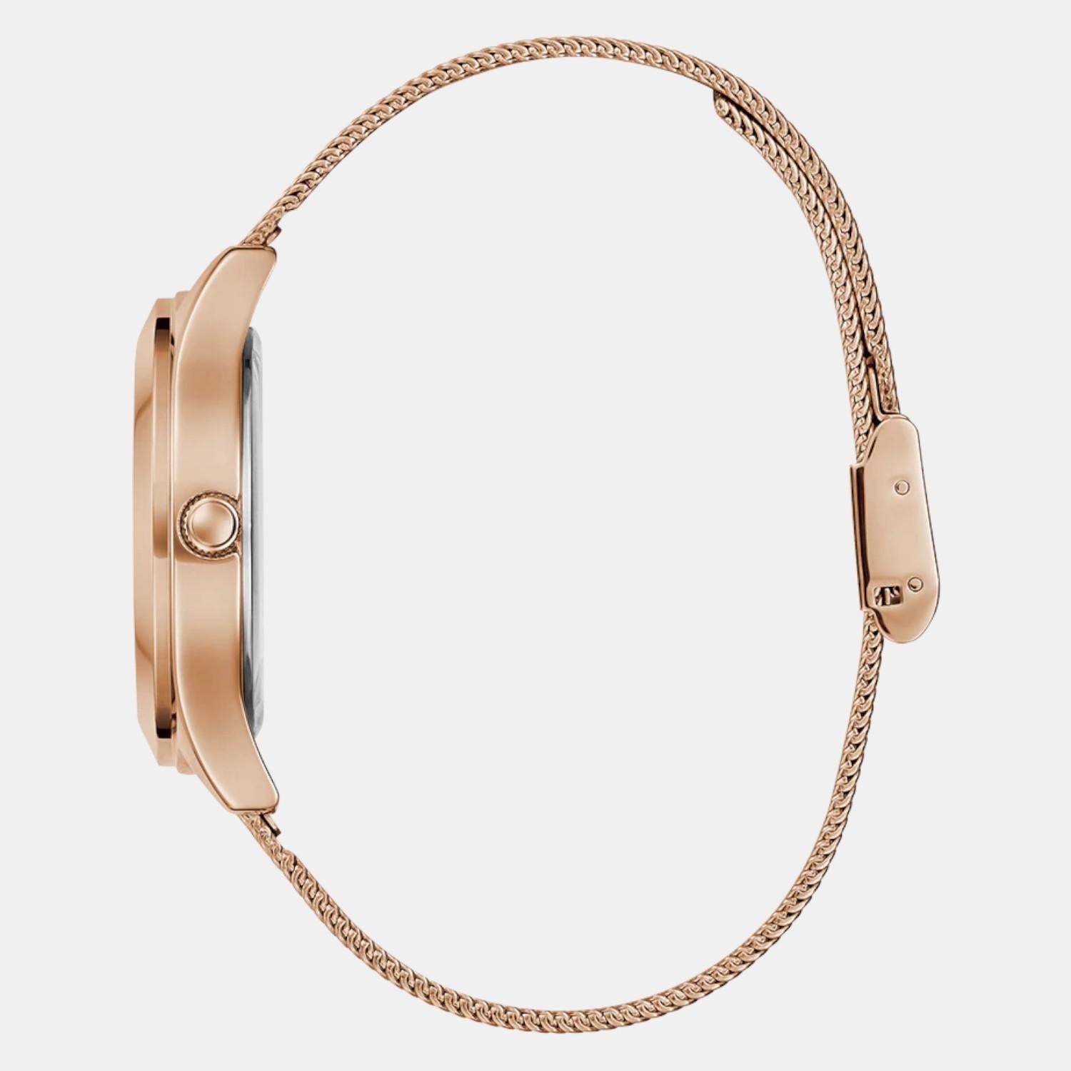 Women Quartz Rose Gold Dial Analog Mesh Watch GW0835L3