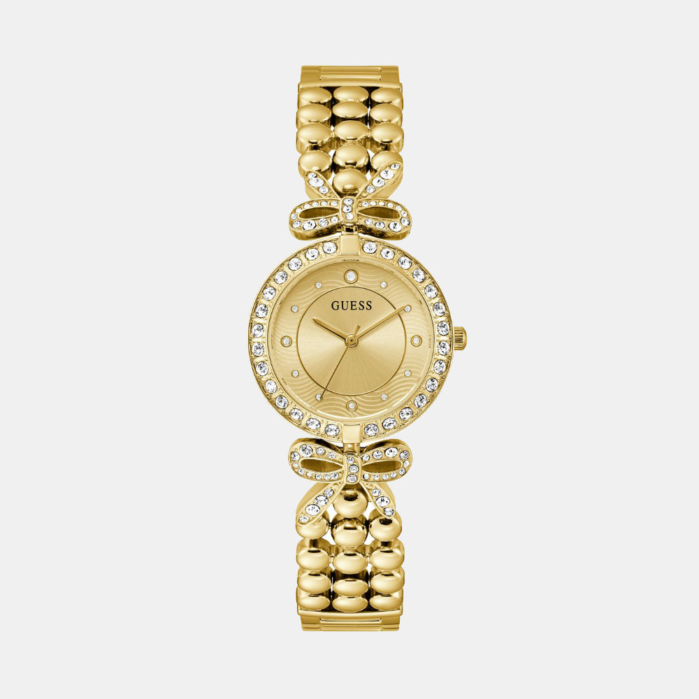 Gb Ribbon Women Quartz Champagne Dial Analog Stainless Steel Watch Gw0838L2