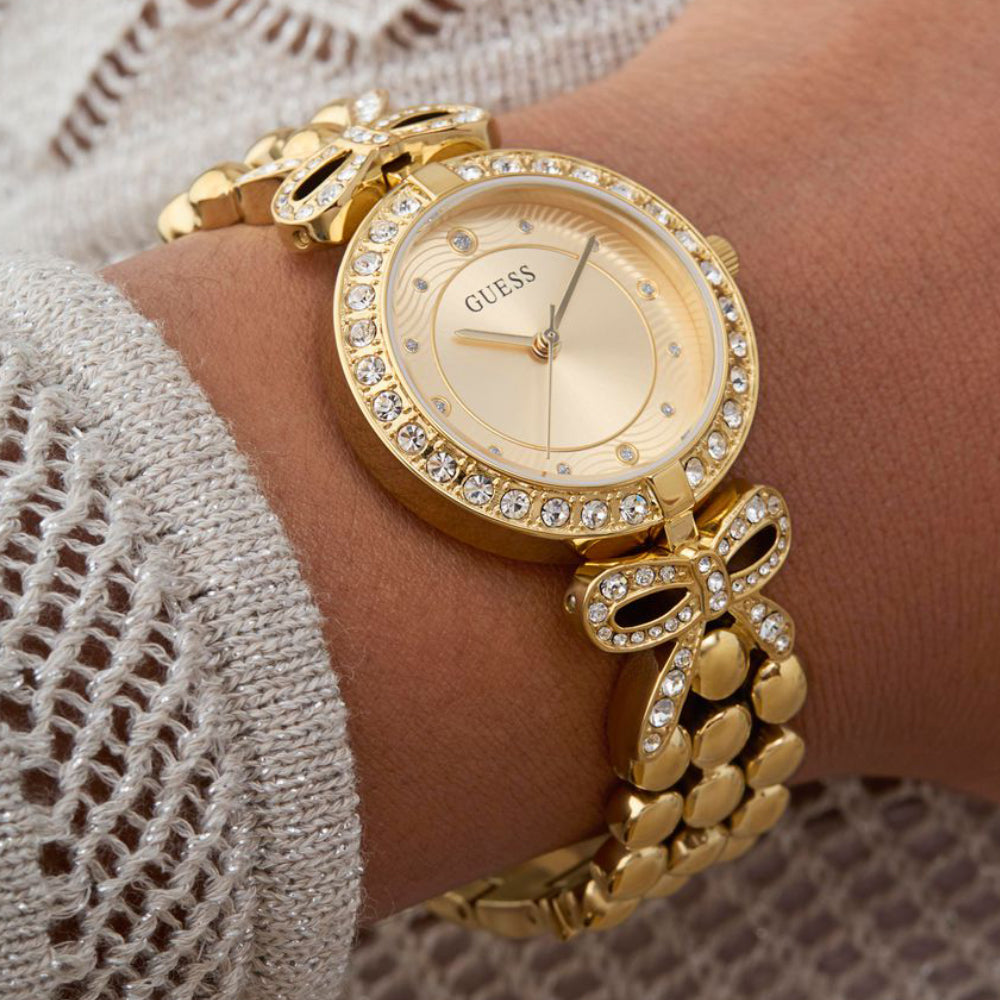 Ribbon Women Quartz Champagne Dial Analog Recycled Steel Watch GW0838L2