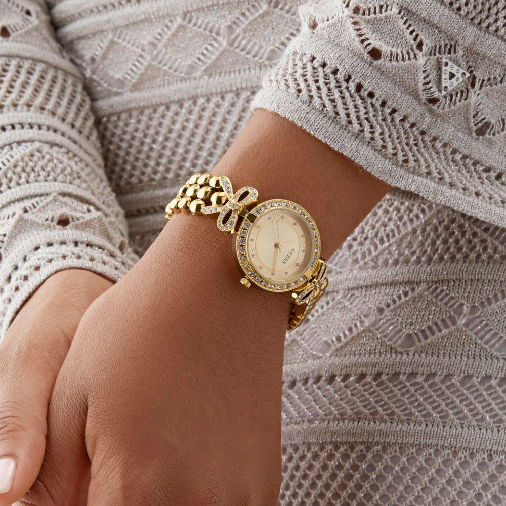 Ribbon Women Quartz Champagne Dial Analog Recycled Steel Watch GW0838L2