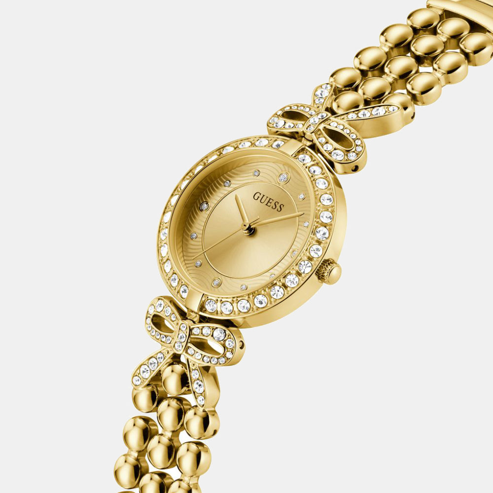 Gb Ribbon Women Quartz Champagne Dial Analog Stainless Steel Watch Gw0838L2