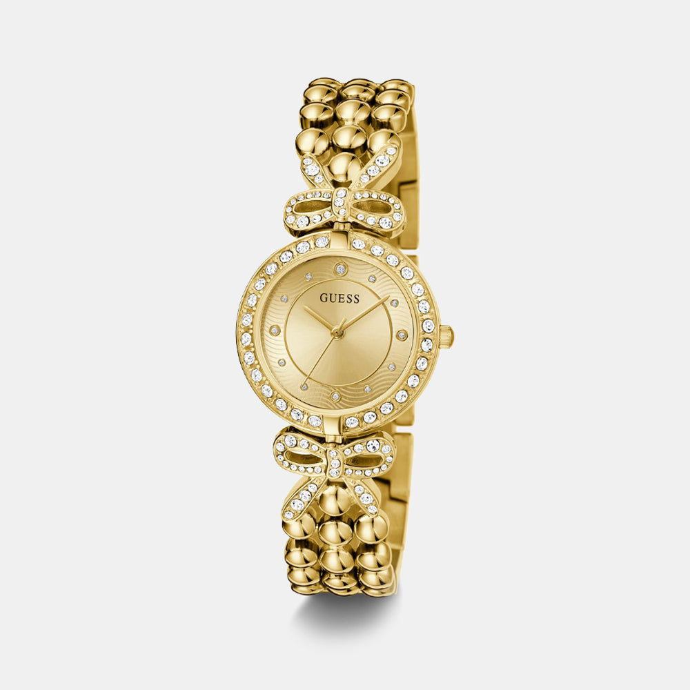 Ribbon Women Quartz Champagne Dial Analog Recycled Steel Watch GW0838L2