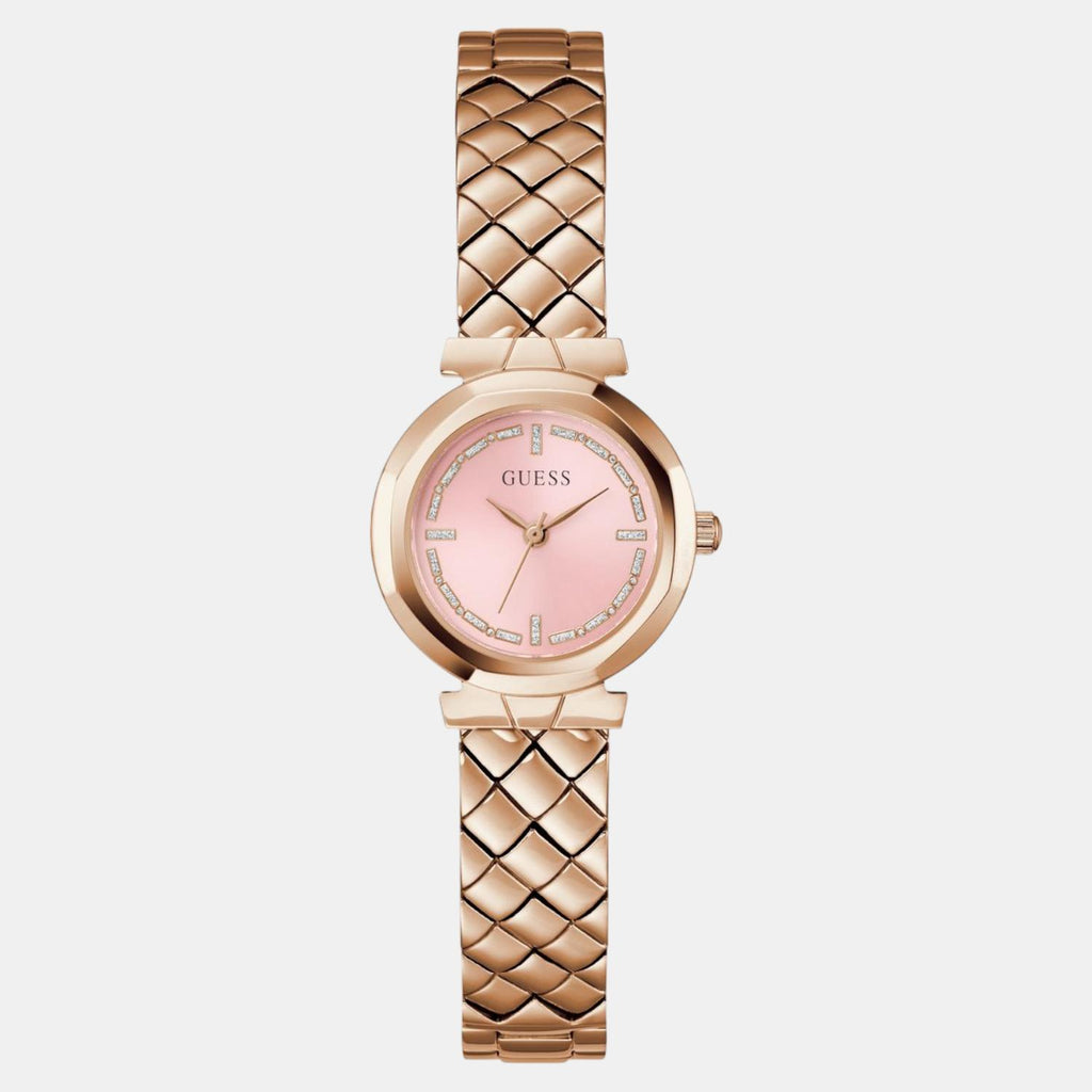 Guess Bejeweled Women Quartz Pink Dial Analog Stainless Steel Watch GW0839L3