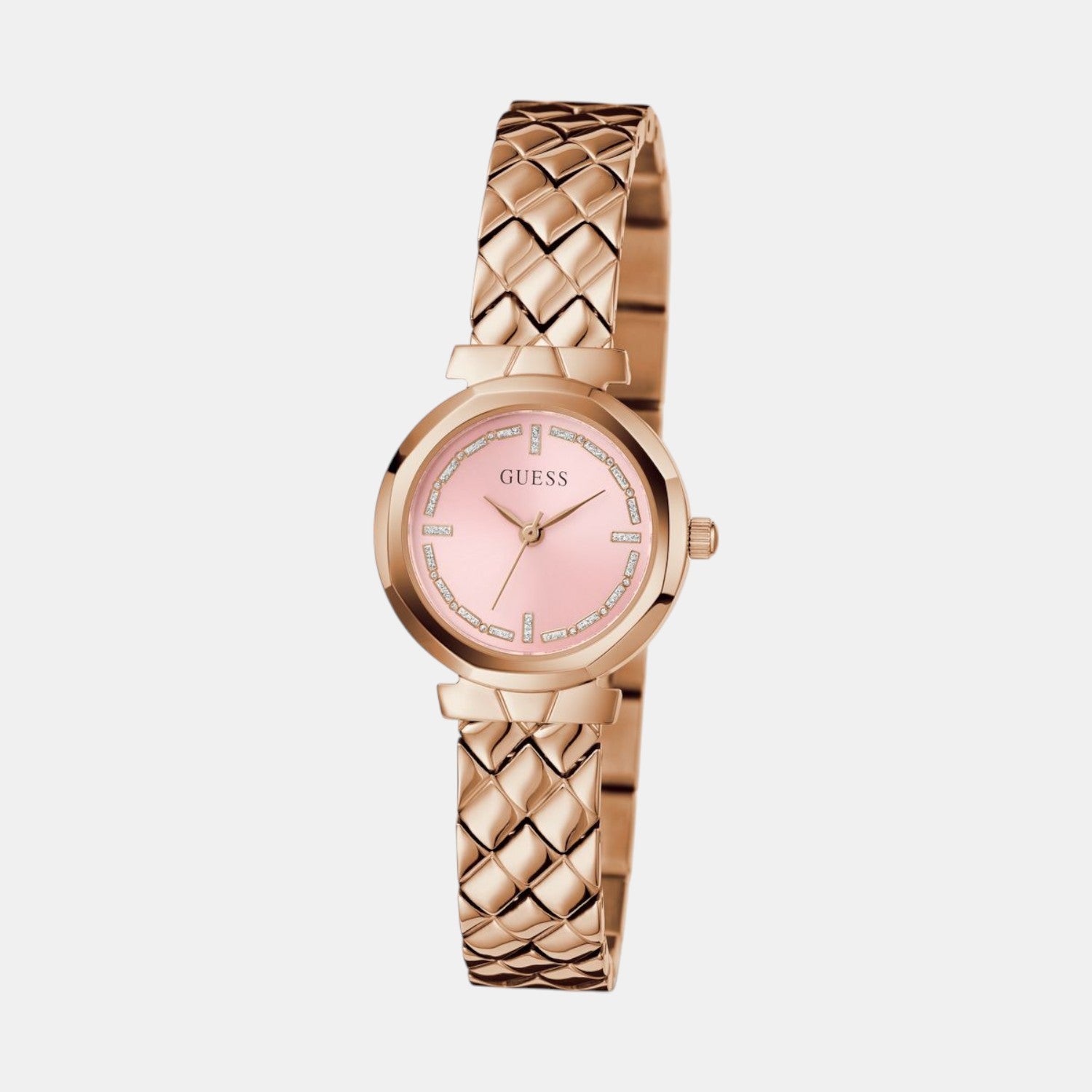 Guess Bejeweled Women Quartz Pink Dial Analog Stainless Steel Watch GW0839L3