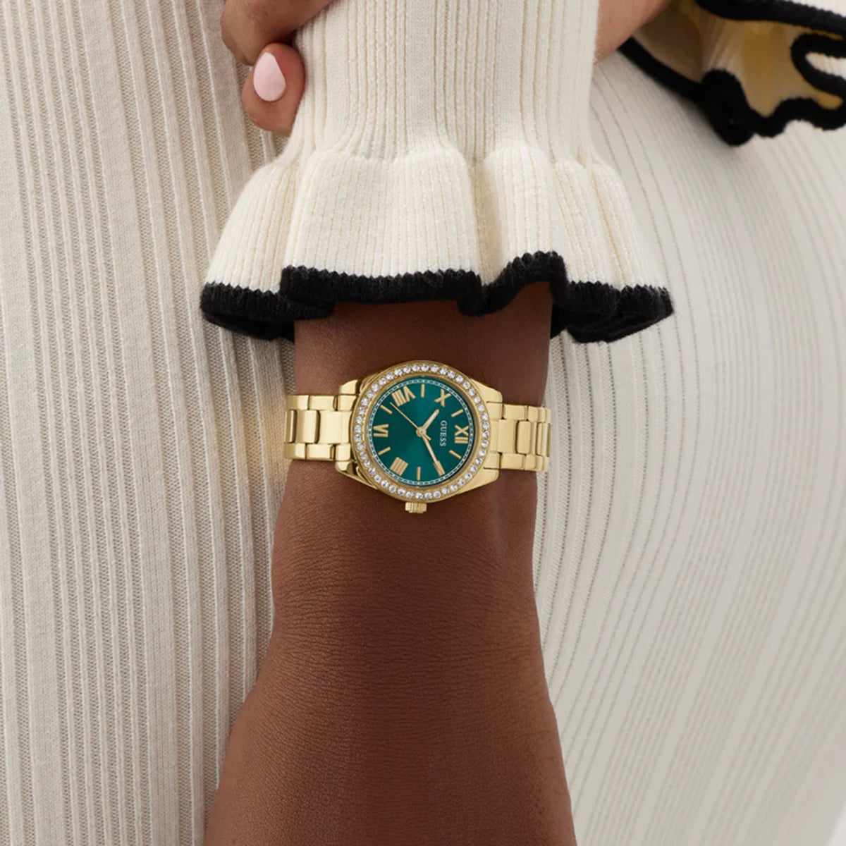 Gd Mini Luna Women Quartz Teal Dial Analog Stainless Steel Watch Gw0841L9