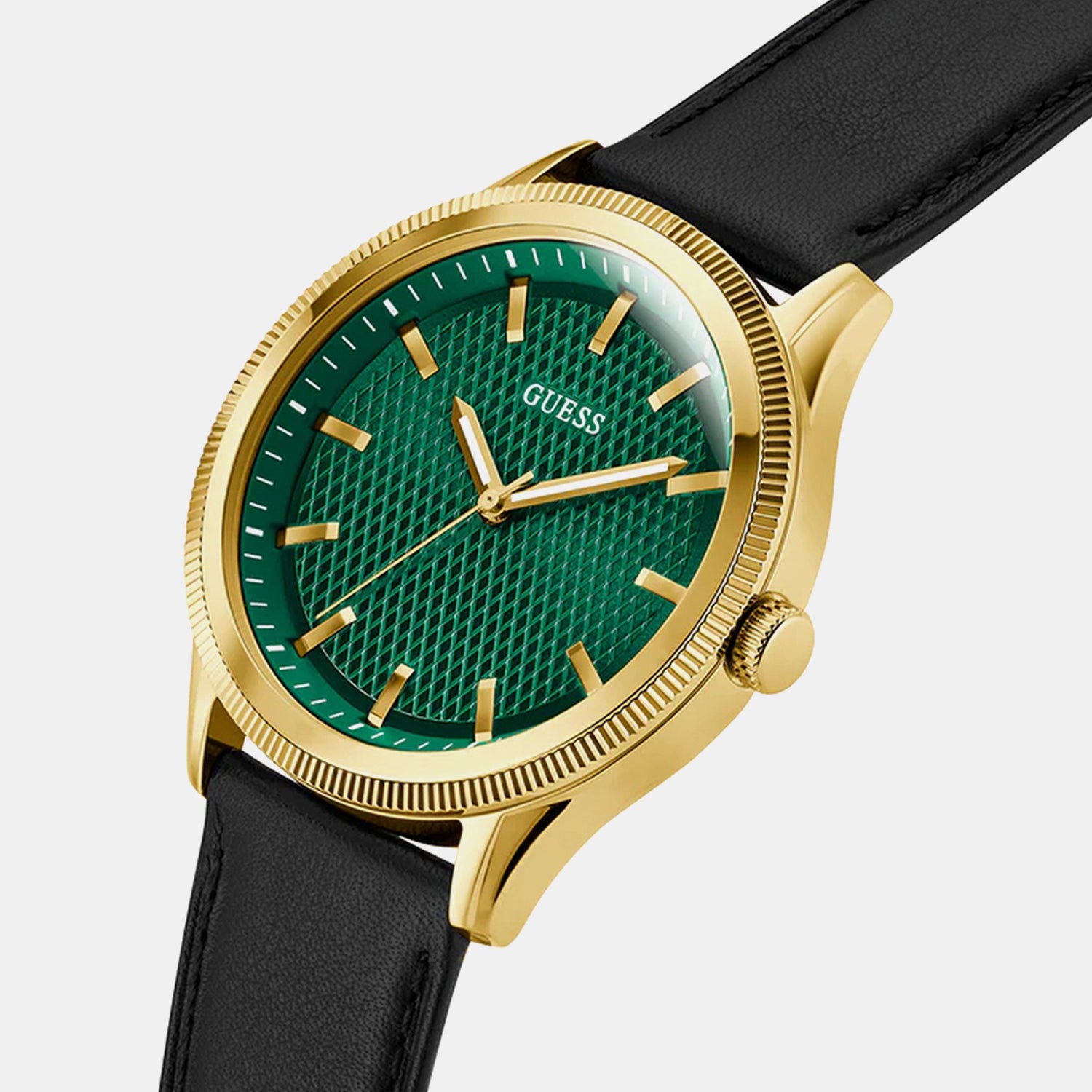 Guess Dress Men Quartz Green Dial Analog Leather Watch GW0846G1