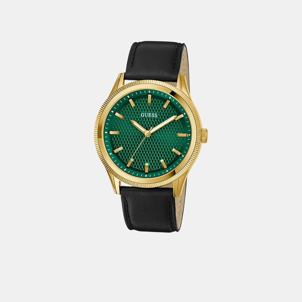 Guess Dress Men Quartz Green Dial Analog Leather Watch GW0846G1