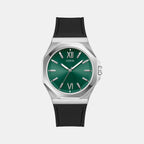 Guess Dress Men Quartz Green Dial Analog Silicone Watch GW0850G1