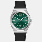 Guess Dress Men Quartz Green Dial Analog Silicone Watch GW0850G1
