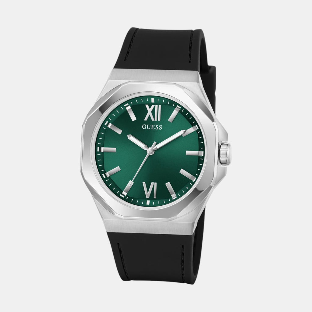 Guess Dress Men Quartz Green Dial Analog Silicone Watch GW0850G1
