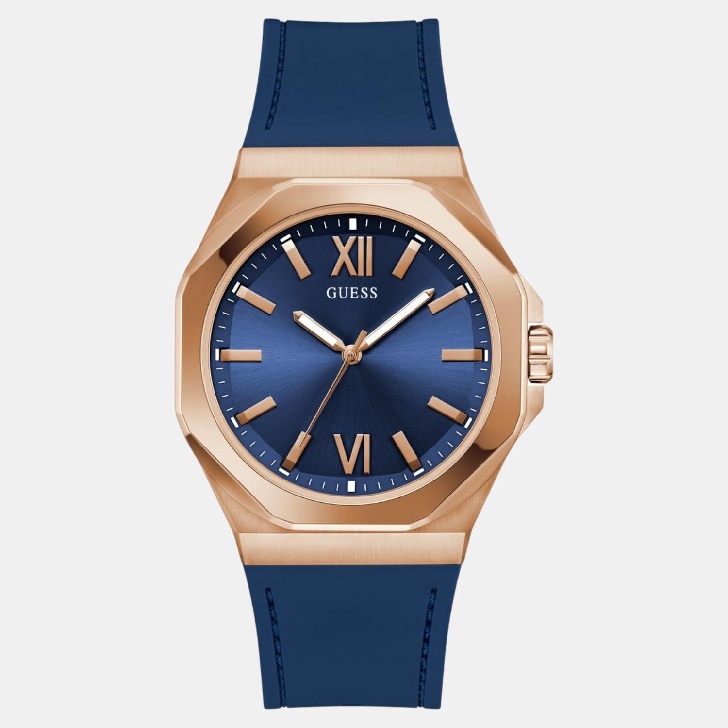 Guess Dress Men Quartz Blue Dial Analog Silicone Watch GW0850G3