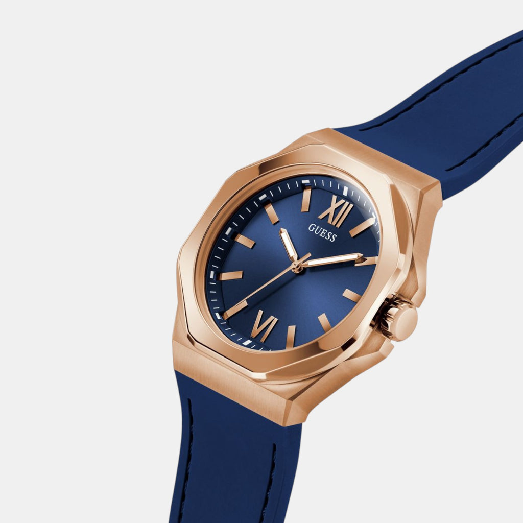 Guess Dress Men Quartz Blue Dial Analog Silicone Watch GW0850G3