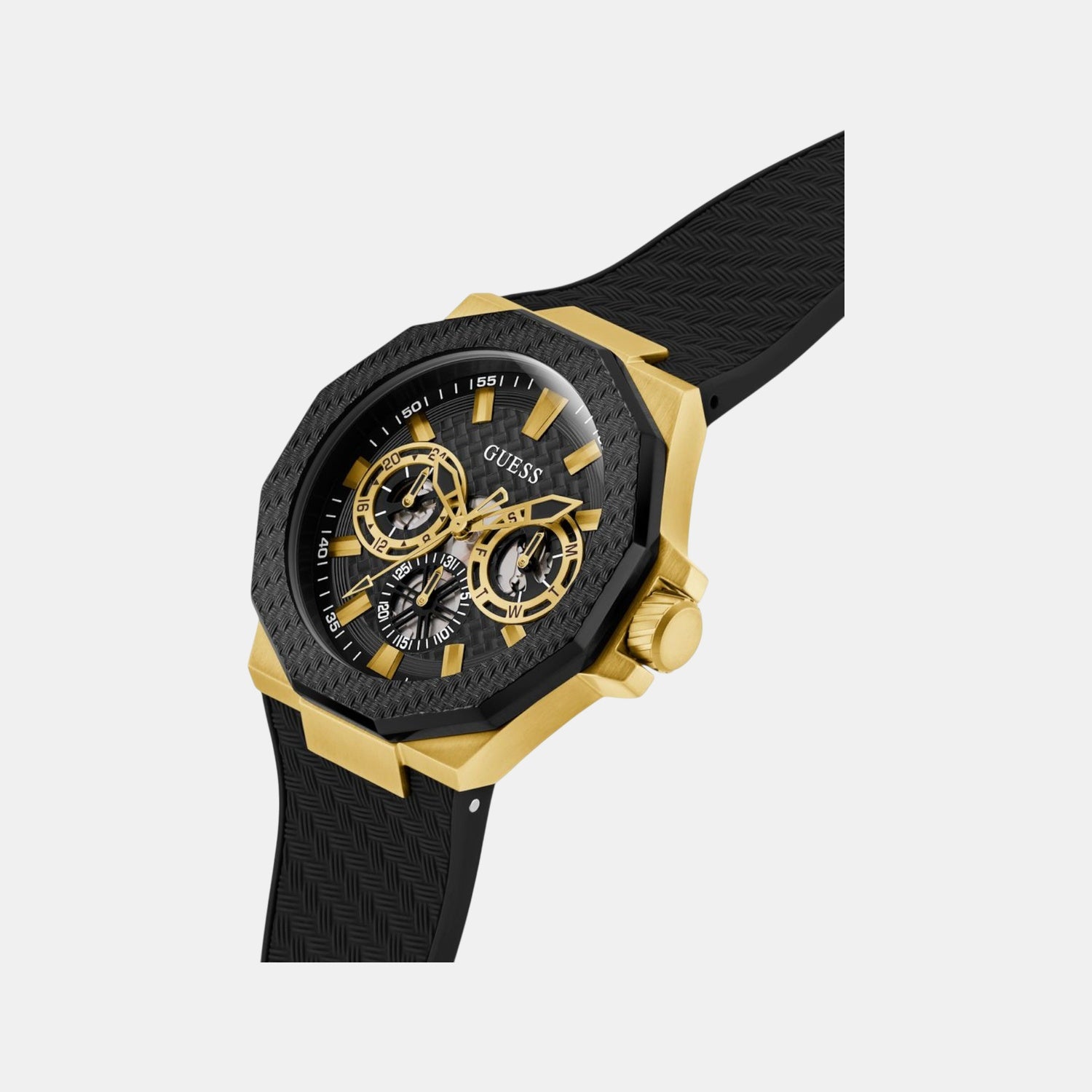 Indy Men Quartz Black Dial Multi-Function Silicone Watch GW0853G2