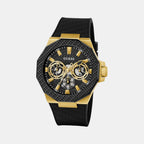 Indy Men Quartz Black Dial Multi-Function Silicone Watch GW0853G2