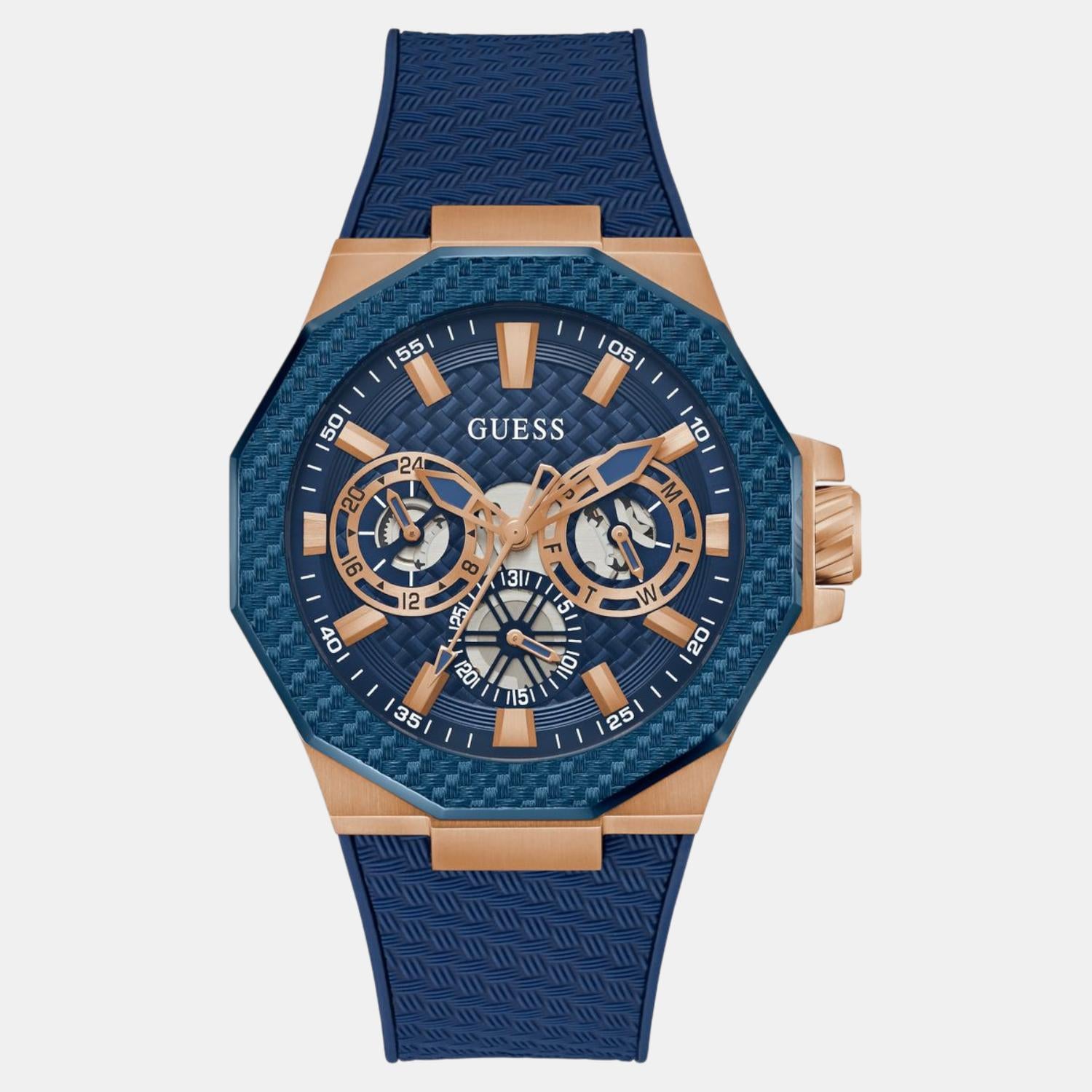 Guess Sport Men Quartz Blue Dial Multi-Function Silicone Watch GW0853G3