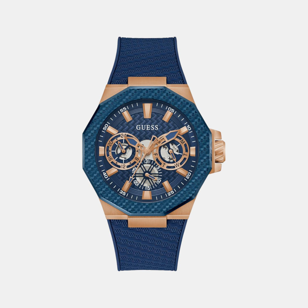 Gs Indy Men Quartz Blue Dial Multi-Function Silicone Watch Gw0853G3