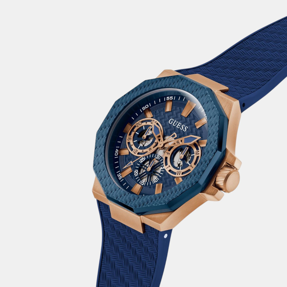 Gs Indy Men Quartz Blue Dial Multi-Function Silicone Watch Gw0853G3