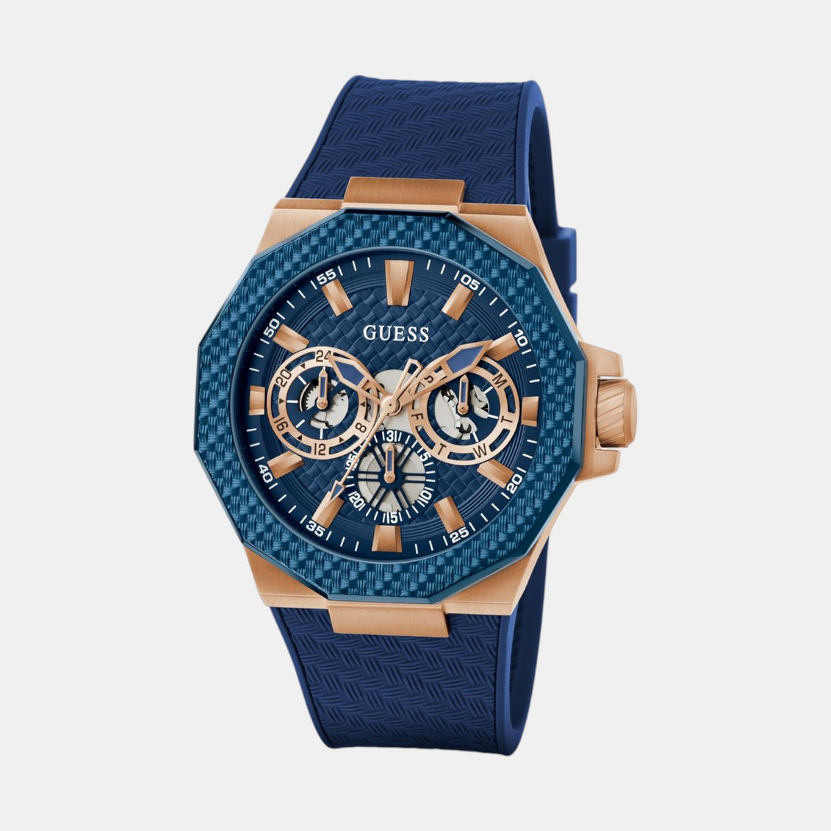 Gs Indy Men Quartz Blue Dial Multi-Function Silicone Watch Gw0853G3