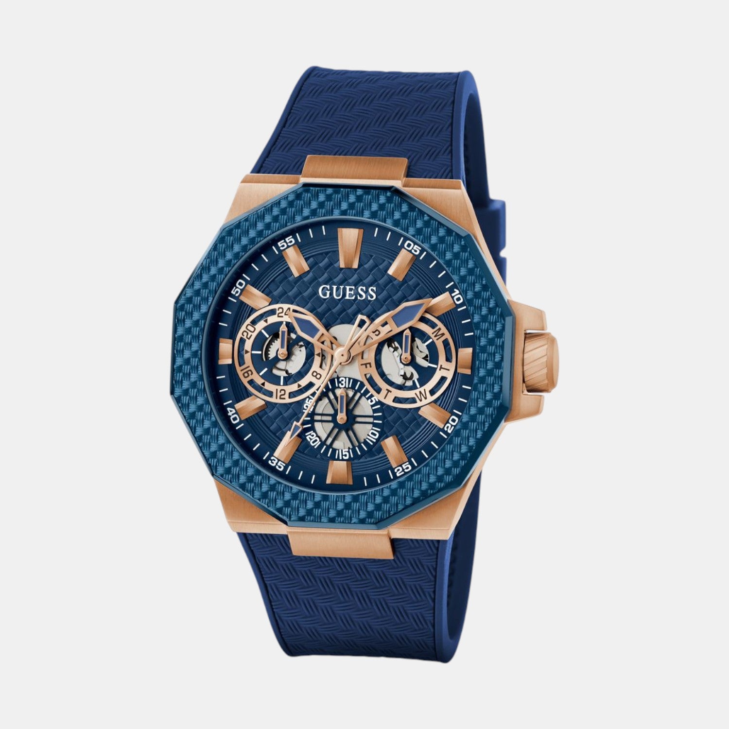 Guess Sport Men Quartz Blue Dial Multi-Function Silicone Watch GW0853G3