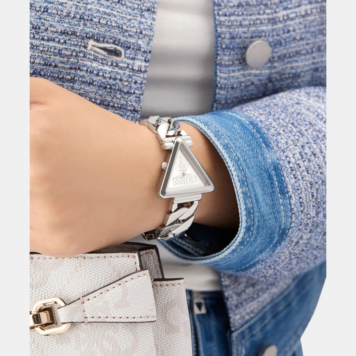 Women Quartz Silver Dial Analog Stainless Steel Watch GW0859L1