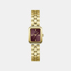Women Quartz Burgundy Dial Analog Stainless Steel Watch GW0865L9