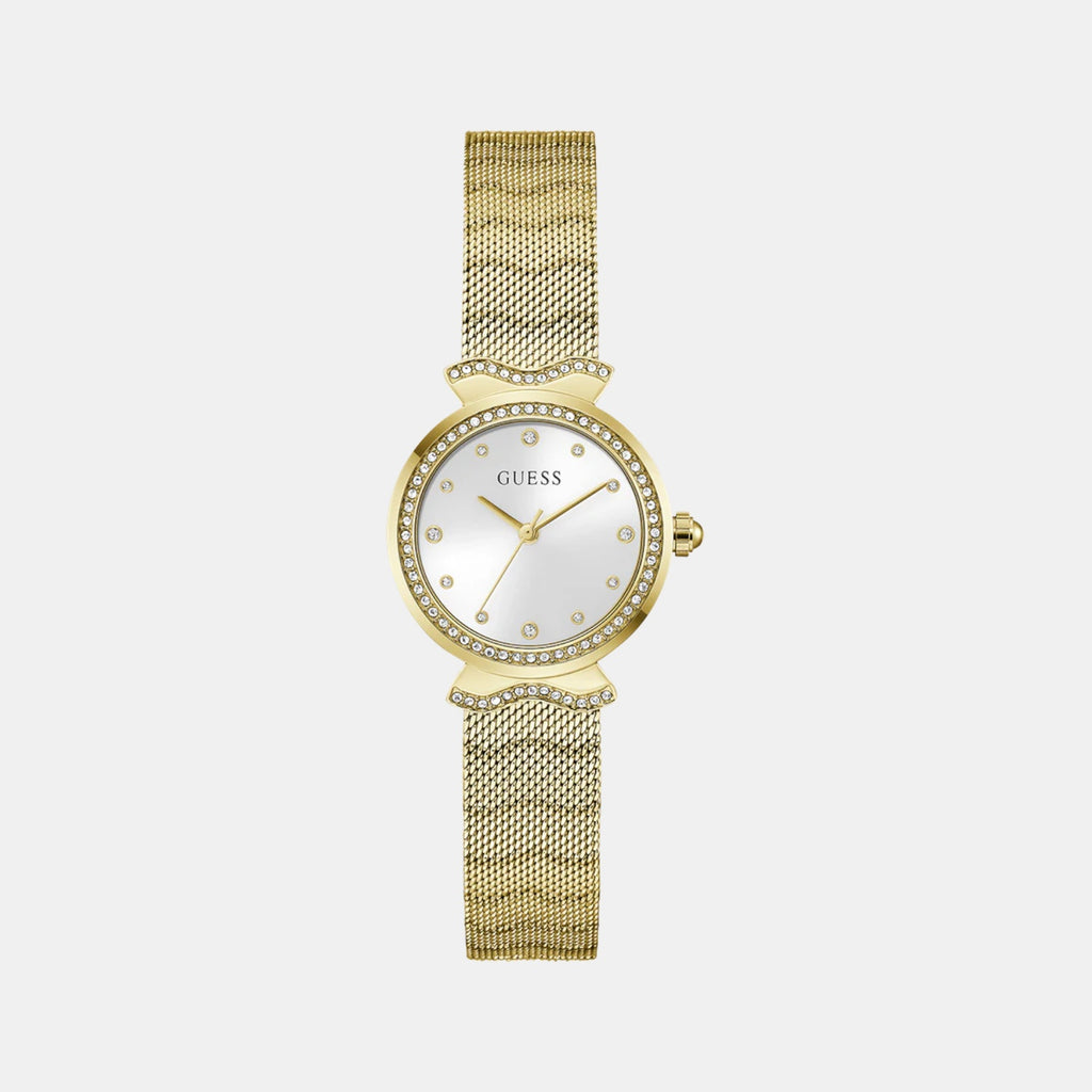 Women Quartz White Dial Analog Mesh Watch GW0866L2