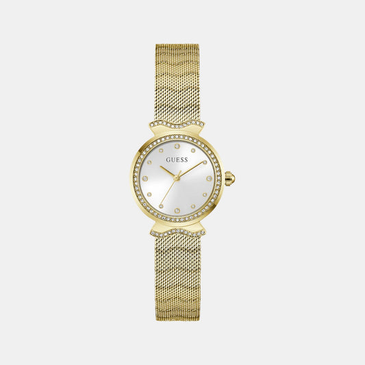 Women Quartz White Dial Analog Mesh Watch GW0866L2