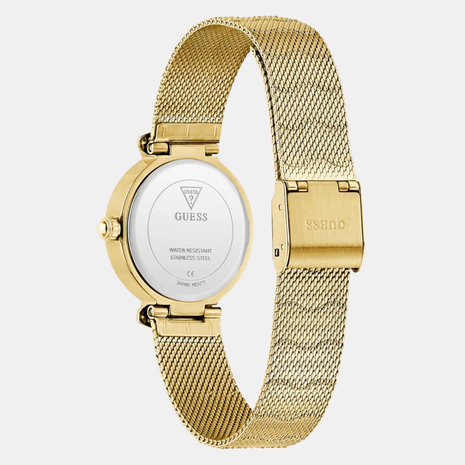 Women Quartz White Dial Analog Mesh Watch GW0866L2