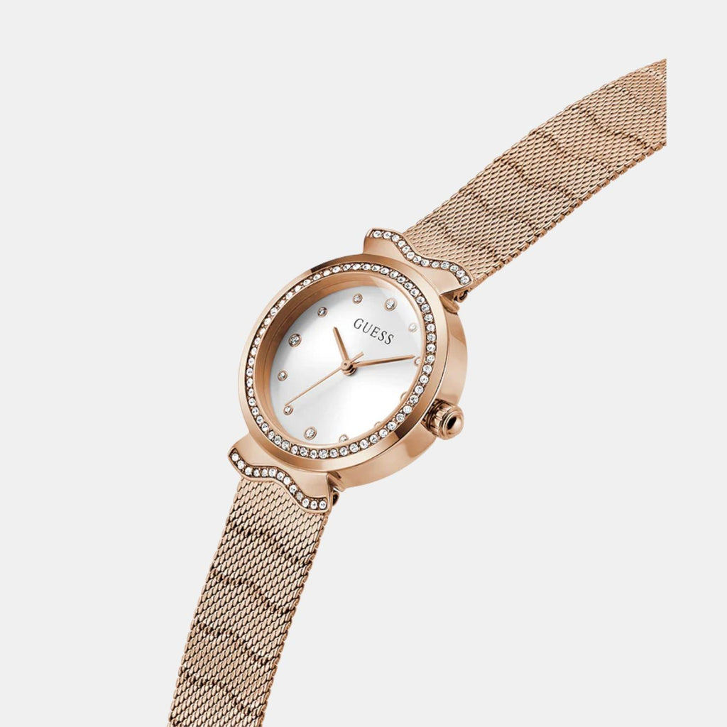 Women Quartz White Dial Analog Mesh Watch GW0866L3