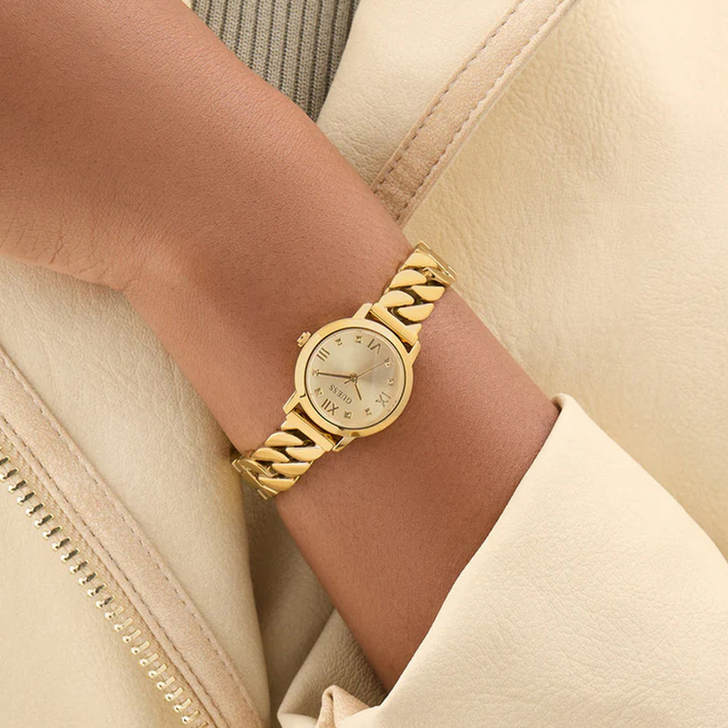 Women Quartz Gold Dial Analog Stainless Steel Watch GW0867L2