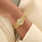 Women Quartz Gold Dial Analog Stainless Steel Watch GW0867L2
