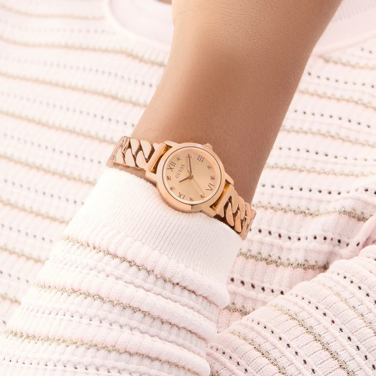 Gb Chime Women Quartz Rose Gold Dial Analog Stainless Steel Watch Gw0867L3