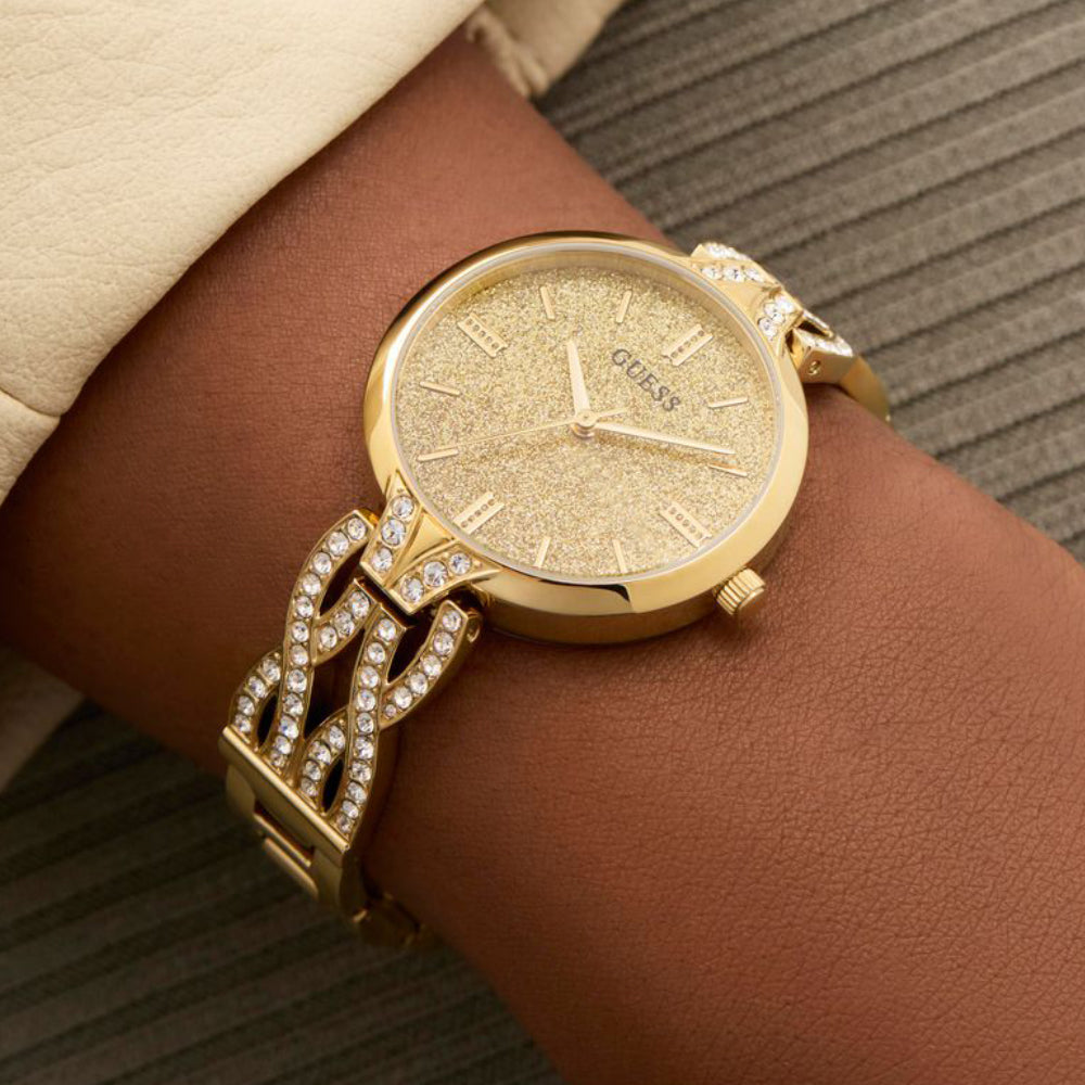 Coral Women Quartz Gold Dial Analog Recycled Steel Watch GW0868L2