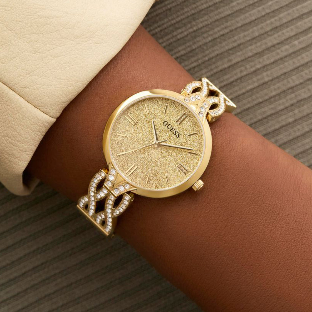 Coral Women Quartz Gold Dial Analog Recycled Steel Watch GW0868L2