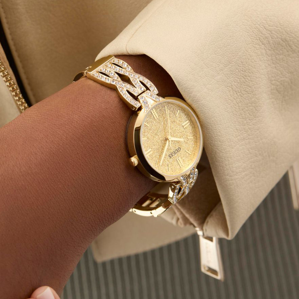 Coral Women Quartz Gold Dial Analog Recycled Steel Watch GW0868L2