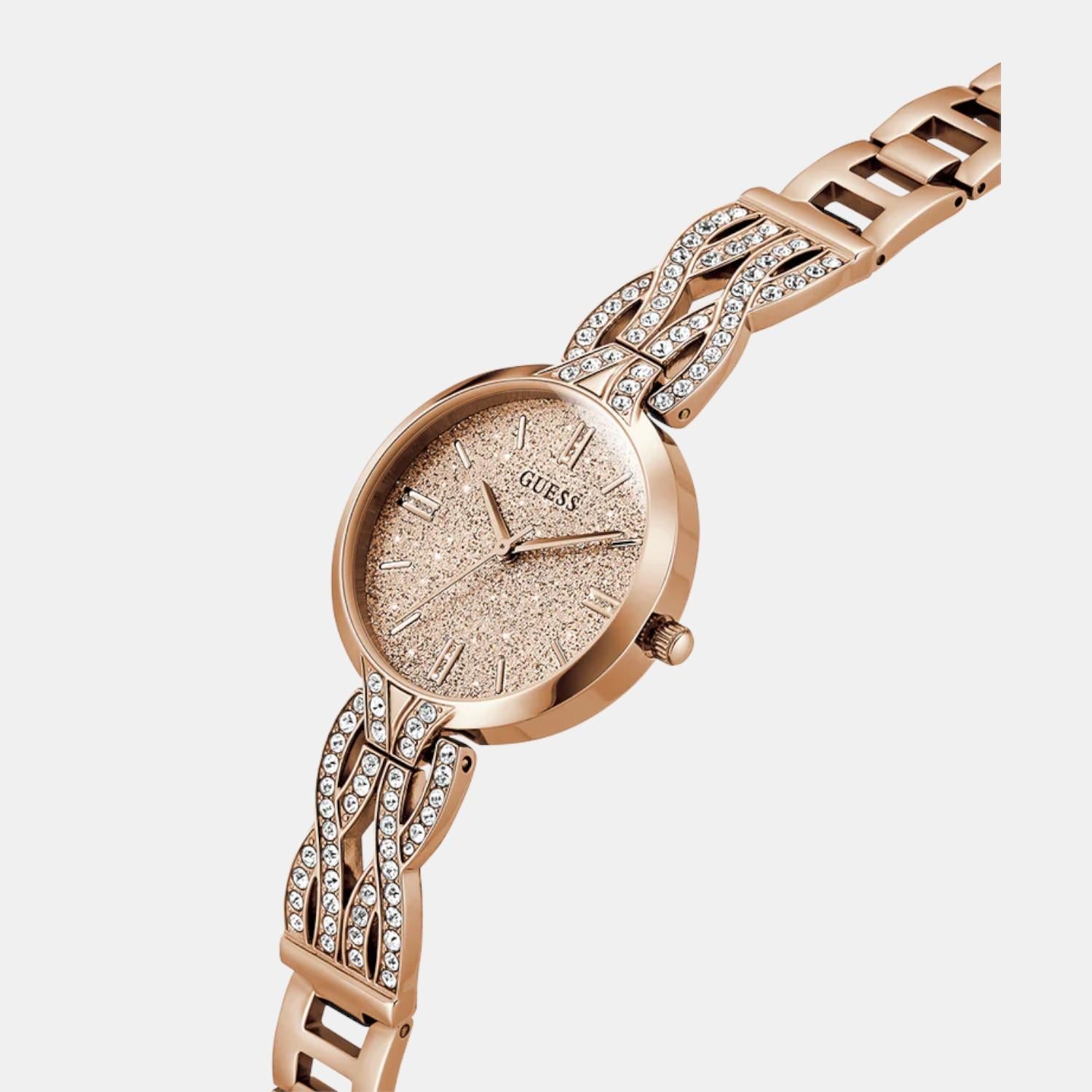 Women Quartz Rose Gold Dial Analog Stainless Steel Watch GW0868L4